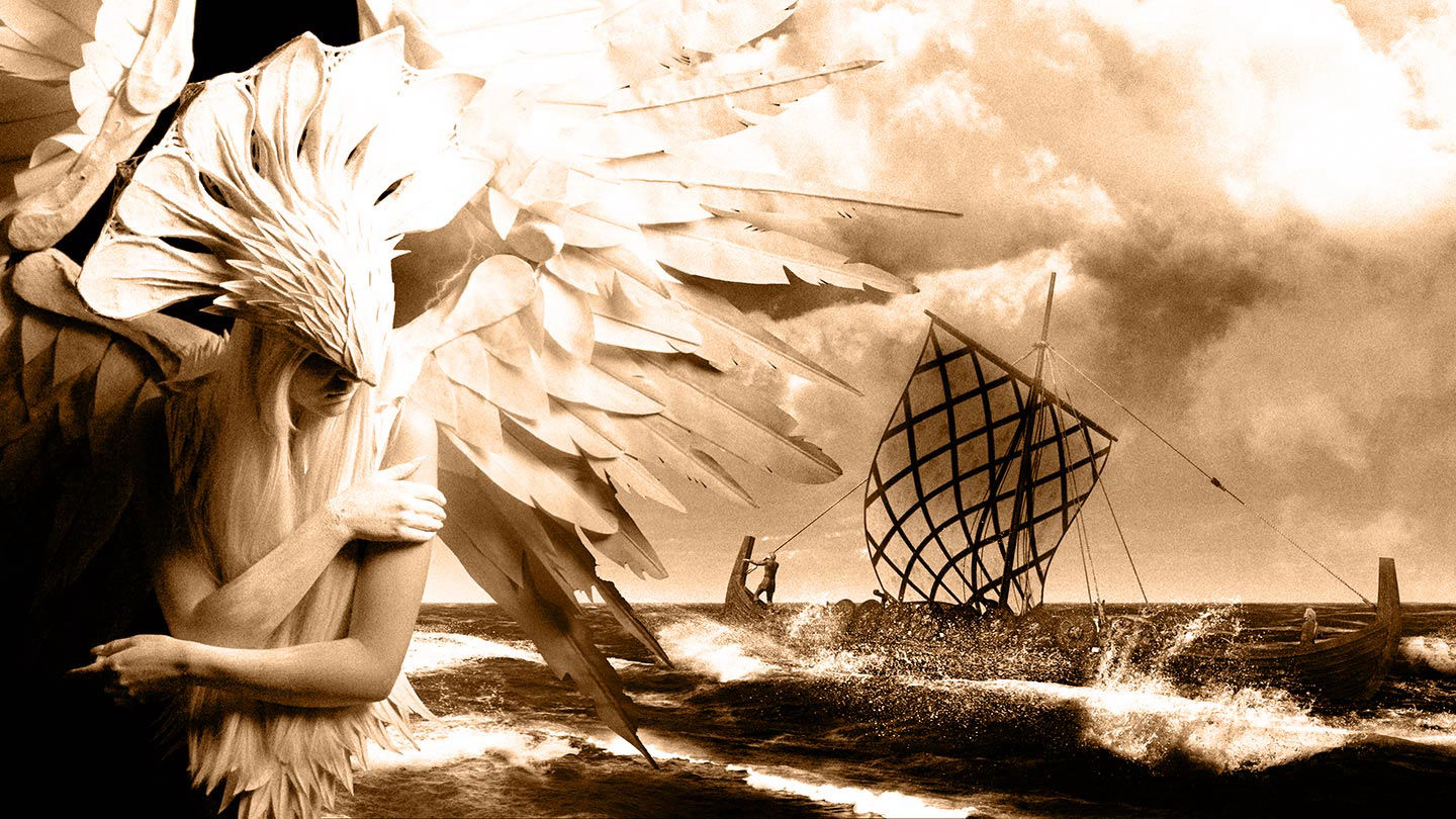 Original Valkyrie artwork: valkyrie brooding over raiders